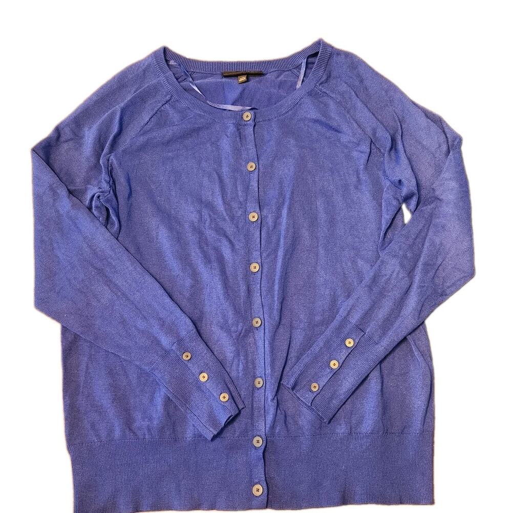 Lane Bryant Blue Fine Knit Cardigan Sweater Size 14/16 NWOT Raglan Button Cuff